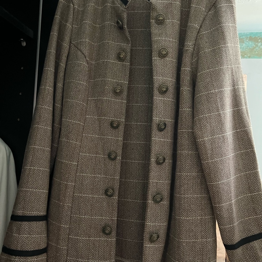 Brown Plaid Double-Breasted Coat